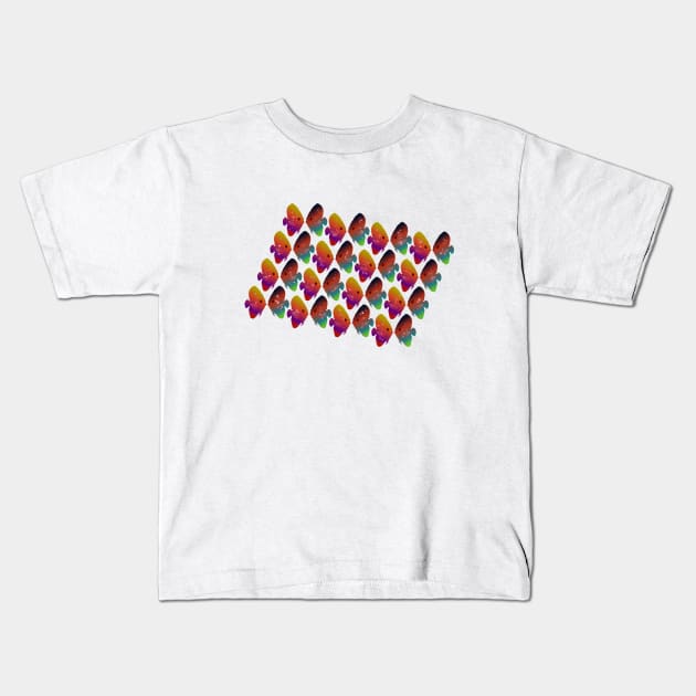 Tropical Fish Pattern With Hearts Kids T-Shirt by Davey's Designs